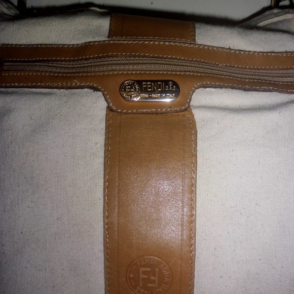 VTG Fendi Refurbished off white Canvas Handbag M - Picture 10 of 14